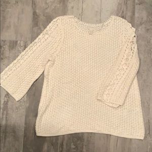 Chico’s cream colored crochet style sweater